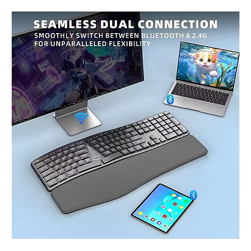 Teclado Ergonômico Sem Fio Recarregável Teclado Ergonômico Sem Fio Recarregável