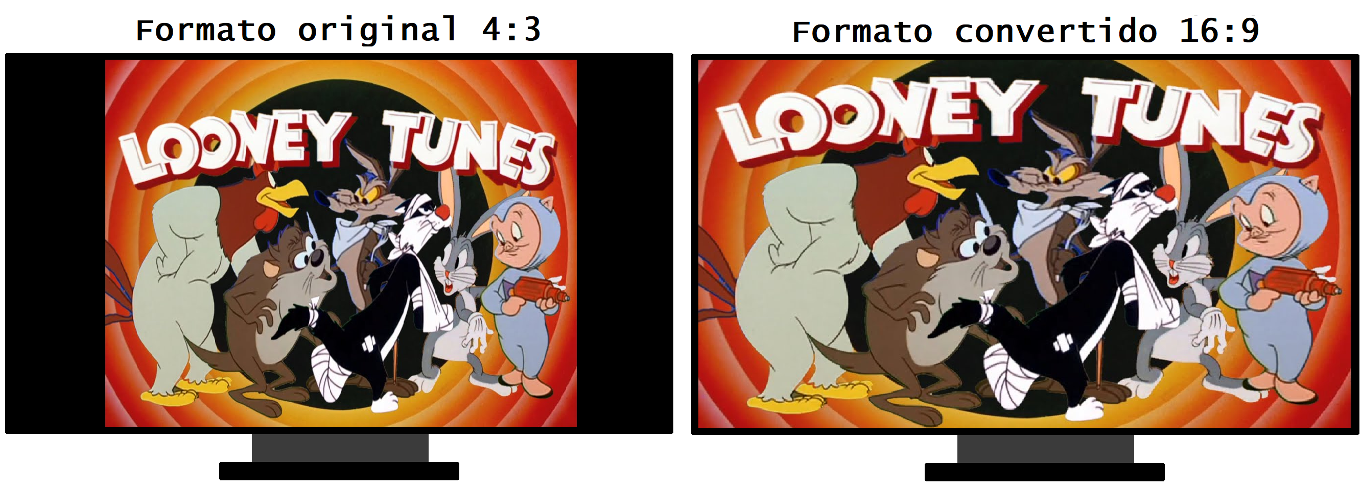 Comparação formato 4:3 e 16:9